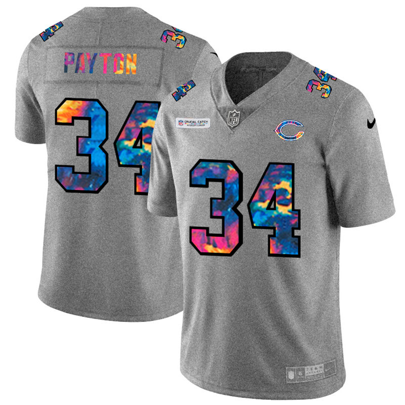 NFL Chicago Bears #34 Walter Payton Men Nike MultiColor 2020  Crucial Catch  Jersey Grey->chicago bears->NFL Jersey